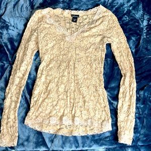 Tan lace shirt size small